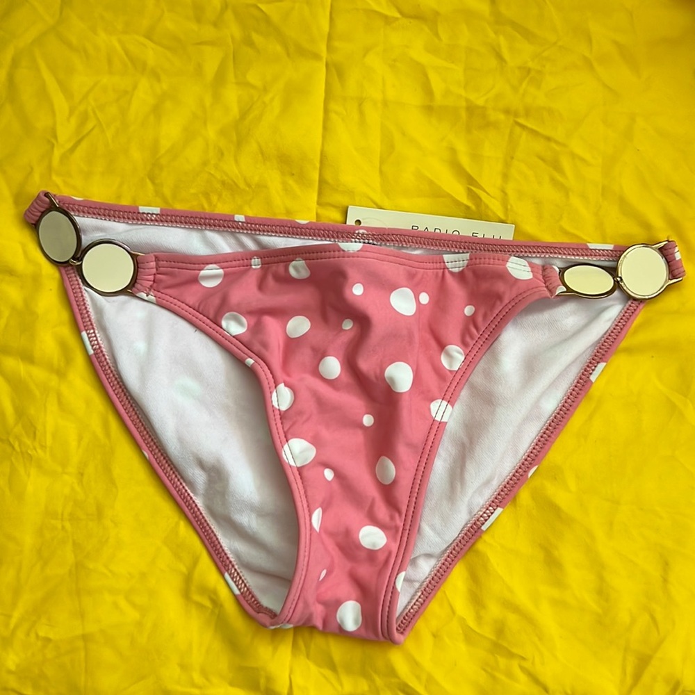 RADIO FIJI STRETCH PINK POLKA DOT BIKINI BOTTOM.  Size M.  New with tag.